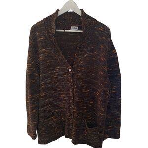 Vintage Chunky Knit Brown Sweater Cardigan Sz 40 EU Large US Wool Blend Rabe